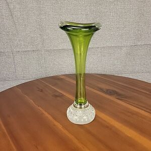 Vintage‎ Studio Art Glass Vase Bullicante Green Stylized Aseda